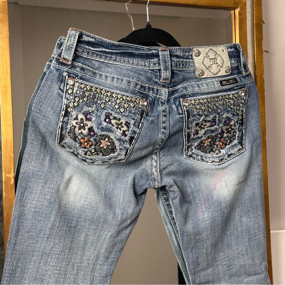 MISS ME Y2K Embroidered Pocket Skinny Jeans